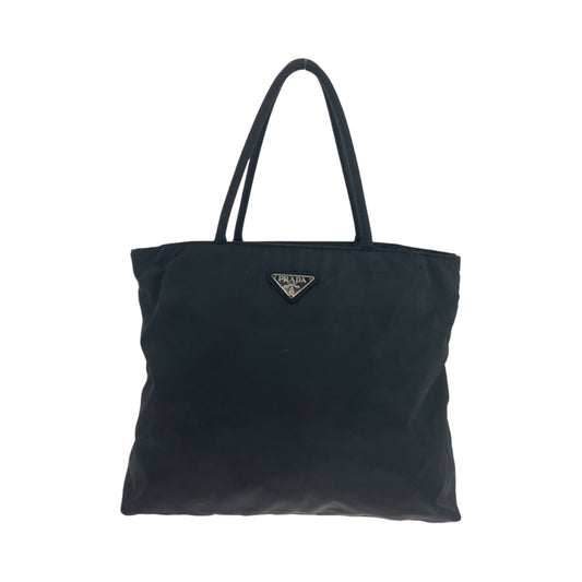 PRADA Tote Bag Nylon Black Silver Metal Tote Bag Shoulder Bag Test Triangle With logo Women