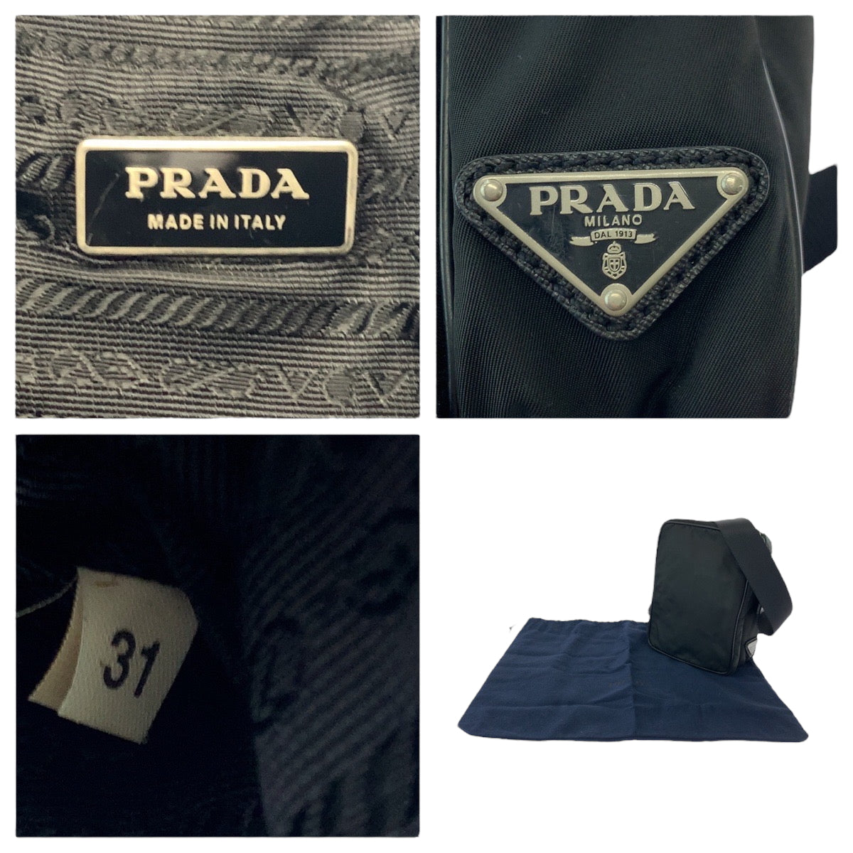 PRADA Shoulder Bag Nylon Black SilverMetal Shoulder Bag pochette Test Triangle With logo Women - Style 12