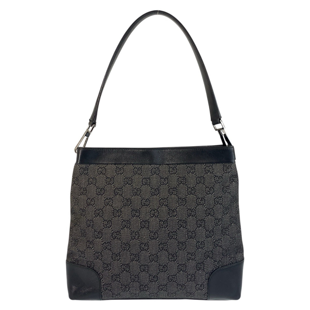 GUCCI Shoulder Bag 143745 GG canvas, leather Black SilverMetal Women