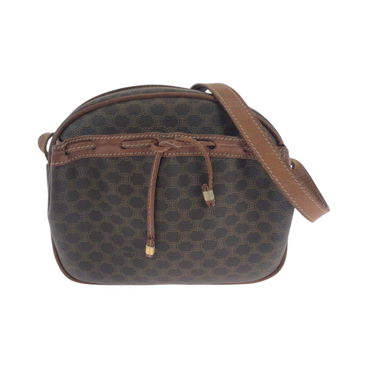 CELINE Shoulder Bag PVC Brown Gold Metal Shoulder Bag pochette Macadam Women
