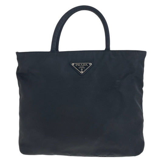 PRADA Tote Bag Nylon Black SilverMetal Tote Bag handbag Test Triangle With logo Women