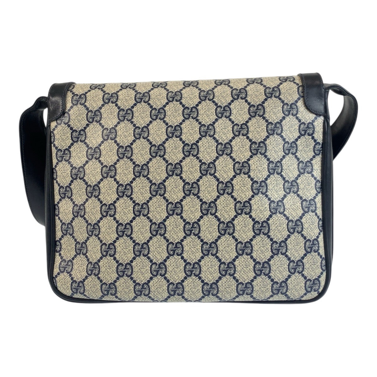 GUCCI Shoulder Bag GG Supreme canvas, leather Gray Navy Gold Metal Shoulder Bag pochette Old Gucci Women