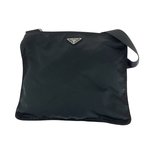 PRADA Shoulder Bag Nylon Black SilverMetal Shoulder Bag pochette Test Triangle With logo mens