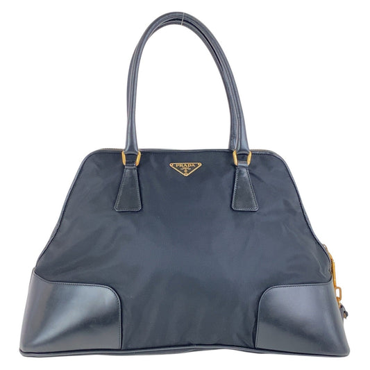 PRADA Shoulder Bag Nylon, Leather Black GoldMetal Shoulder Bag Tote Bag Test Triangle With logo Women