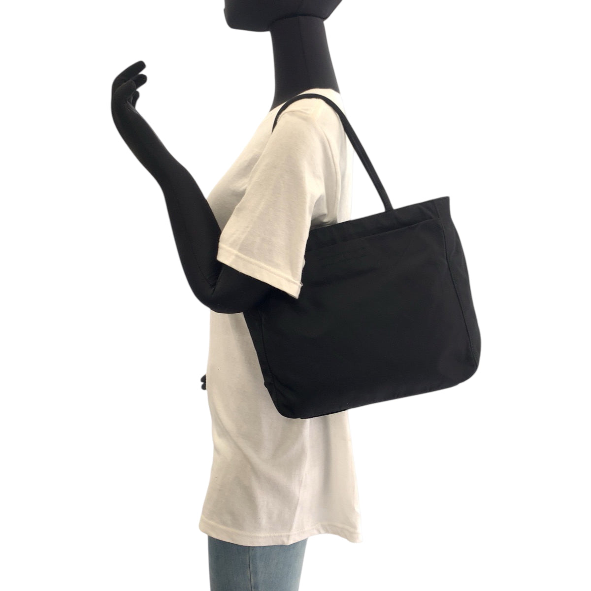 PRADA Handbag Nylon Black SilverMetal Handbag Shoulder Bag Test Triangle With logo Women