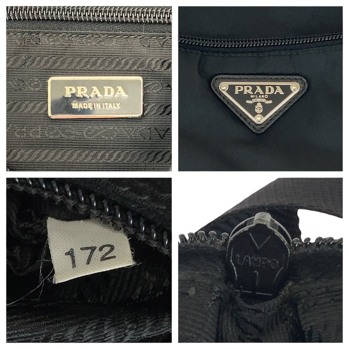 PRADA Shoulder Bag Nylon Black Silver Metal Shoulder Bag pochette Test Triangle With logo Women - Style 3