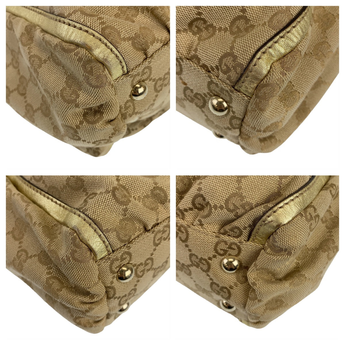 GUCCI Tote Bag 189831 GG canvas Beige Gold Metal Tote Bag Shoulder Bag Abbey Women