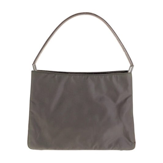 PRADA Handbag Nylon gray Handbag Shoulder Bag Test Croco embossed Women