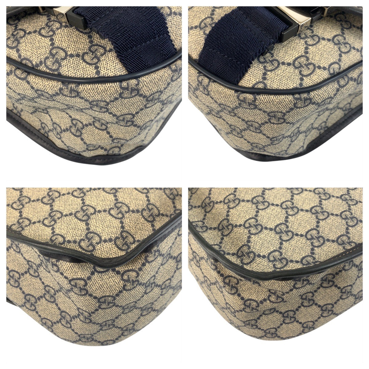 GUCCI Shoulder Bag 201732 GG Supreme Canvas Gray Navy SilverMetal Shoulder Bag Messenger bag mens