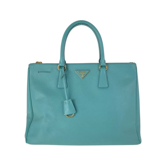 PRADA Tote Bag leather Green Mint Green Gold Metal Tote Bag handbag Safiano TriangleWith logo Galleria Women
