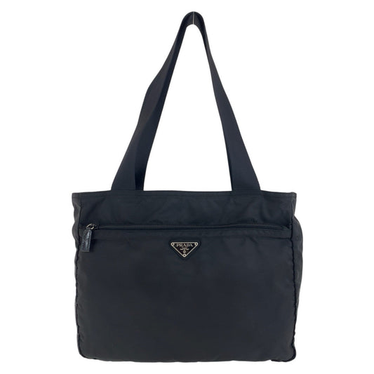 PRADA Tote Bag Nylon Black SilverMetal Tote Bag Shoulder Bag Test Triangle With logo Women