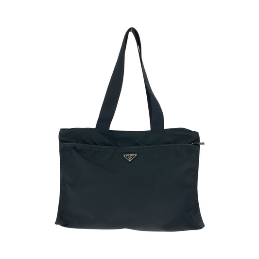 PRADA Tote Bag Nylon Black SilverMetal Tote Bag handbag Test Triangle With logo Women