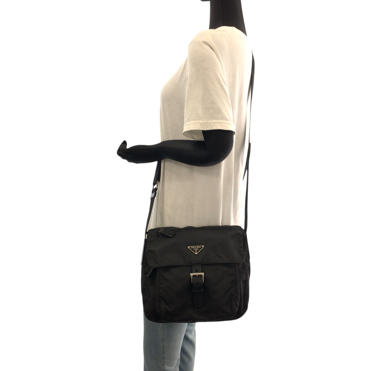 PRADA Shoulder Bag Nylon Black SilverMetal Shoulder Bag pochette Test Triangle With logo Women - Style 5