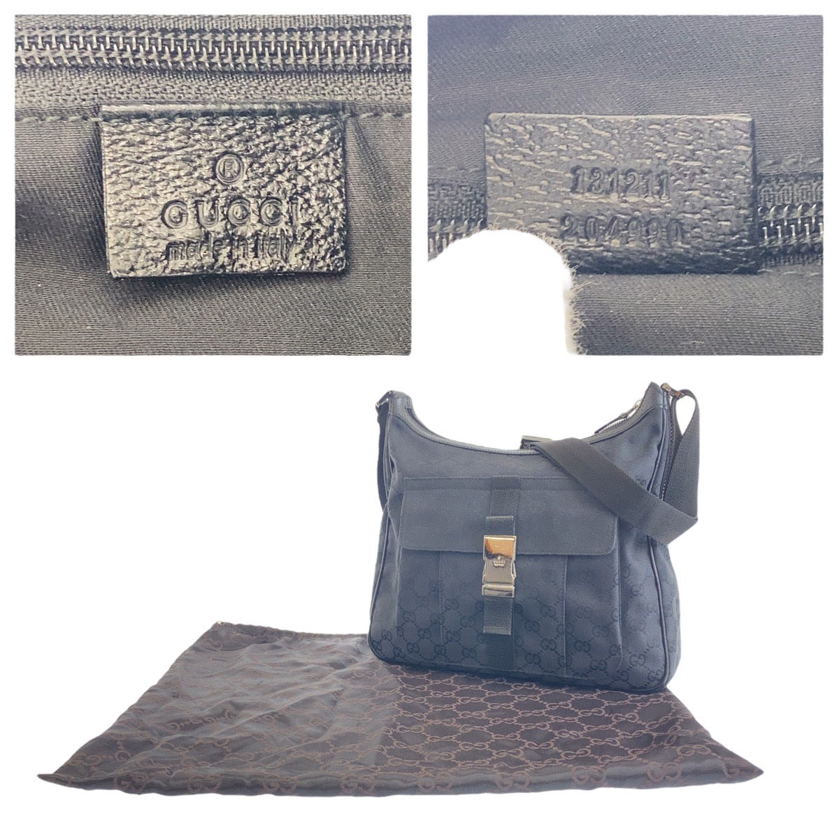 GUCCI Shoulder Bag 131211 GG canvas Black SilverMetal Crossbody Shoulder Bag Messenger Bag mens