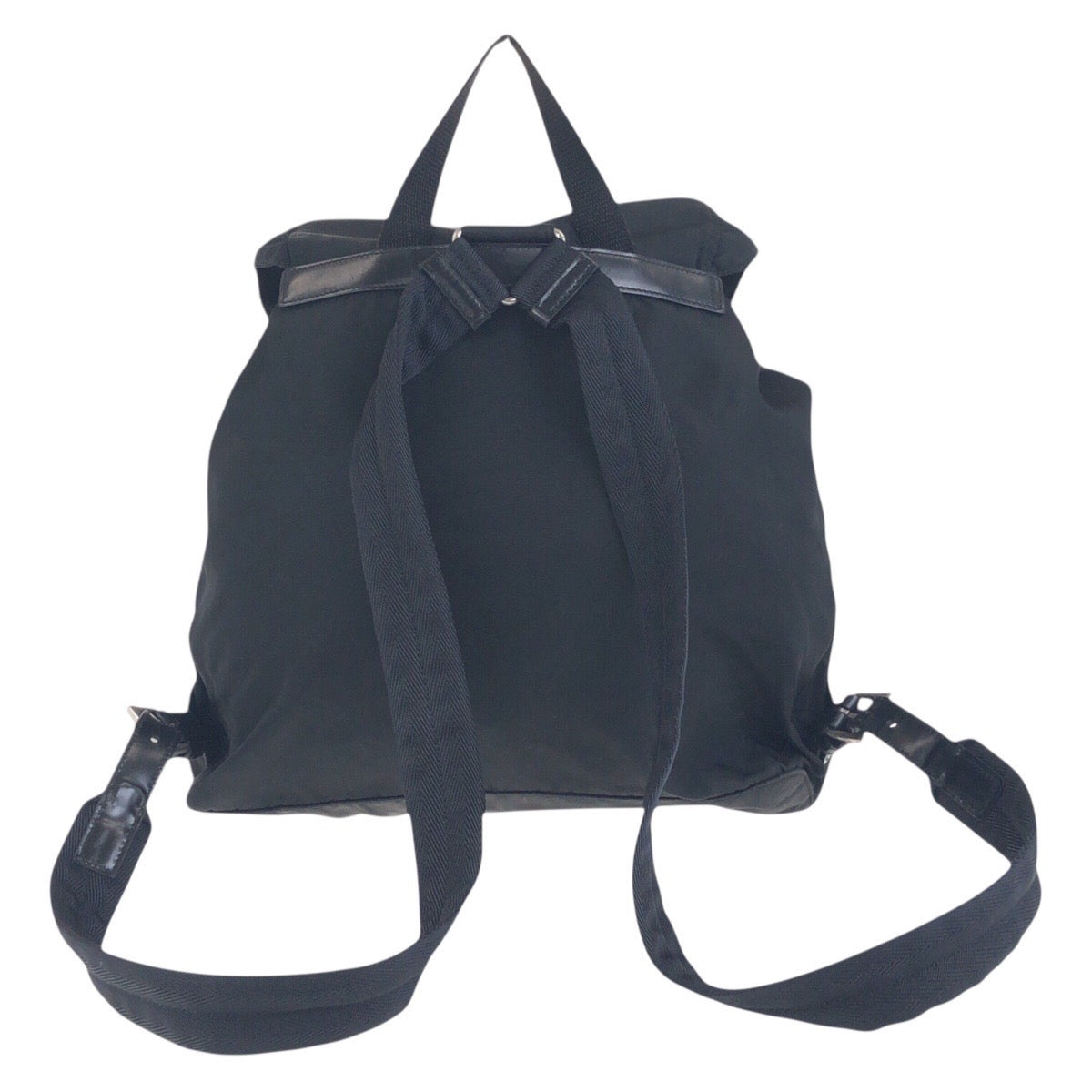 PRADA Backpack Nylon Black SilverMetal Backpack Test Triangle With logo Women