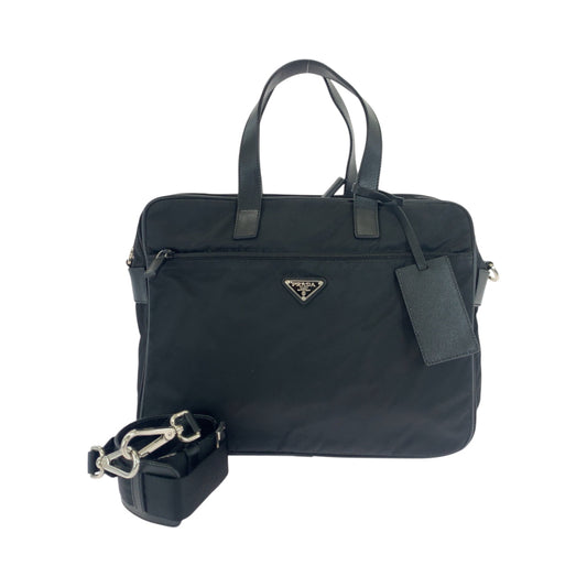 PRADA Shoulder Bag Nylon Black SilverMetal Shoulder Bag Business Bag 2way Test Triangle With logo mens