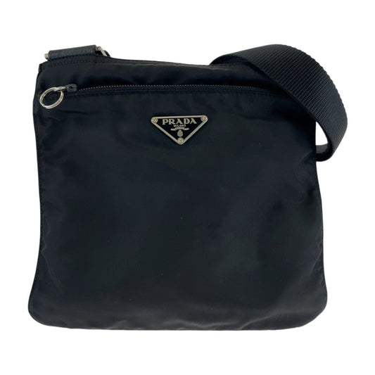 PRADA Shoulder Bag Nylon Black SilverMetal Shoulder Bag pochette Test Triangle With logo Women