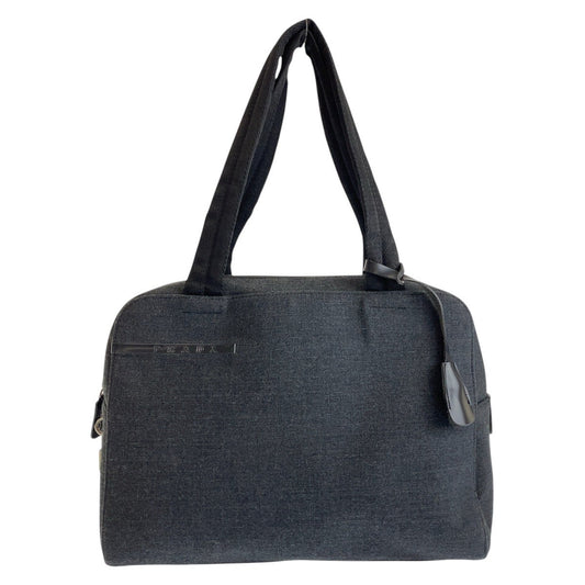 PRADA Tote Bag canvas Grey Black SilverMetal Tote Bag Shoulder Bag Unisex PRADA Sports Women