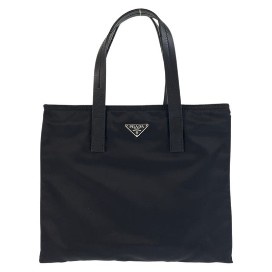 PRADA Tote Bag Nylon, Leather black Tote Bag handbag Test Triangle With logo Women