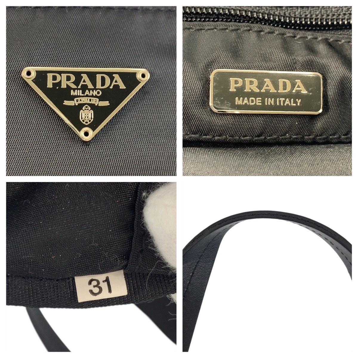 PRADA Tote Bag Nylon, Leather black Tote Bag handbag Test Triangle With logo Women