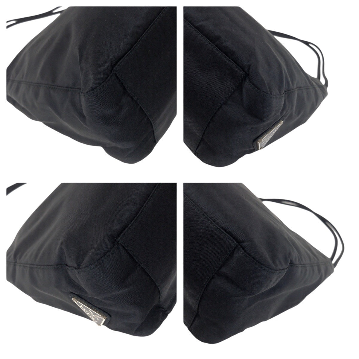 PRADA Tote Bag Nylon Black SilverMetal Tote Bag Shoulder Bag Test Triangle With logo Women - Style 6