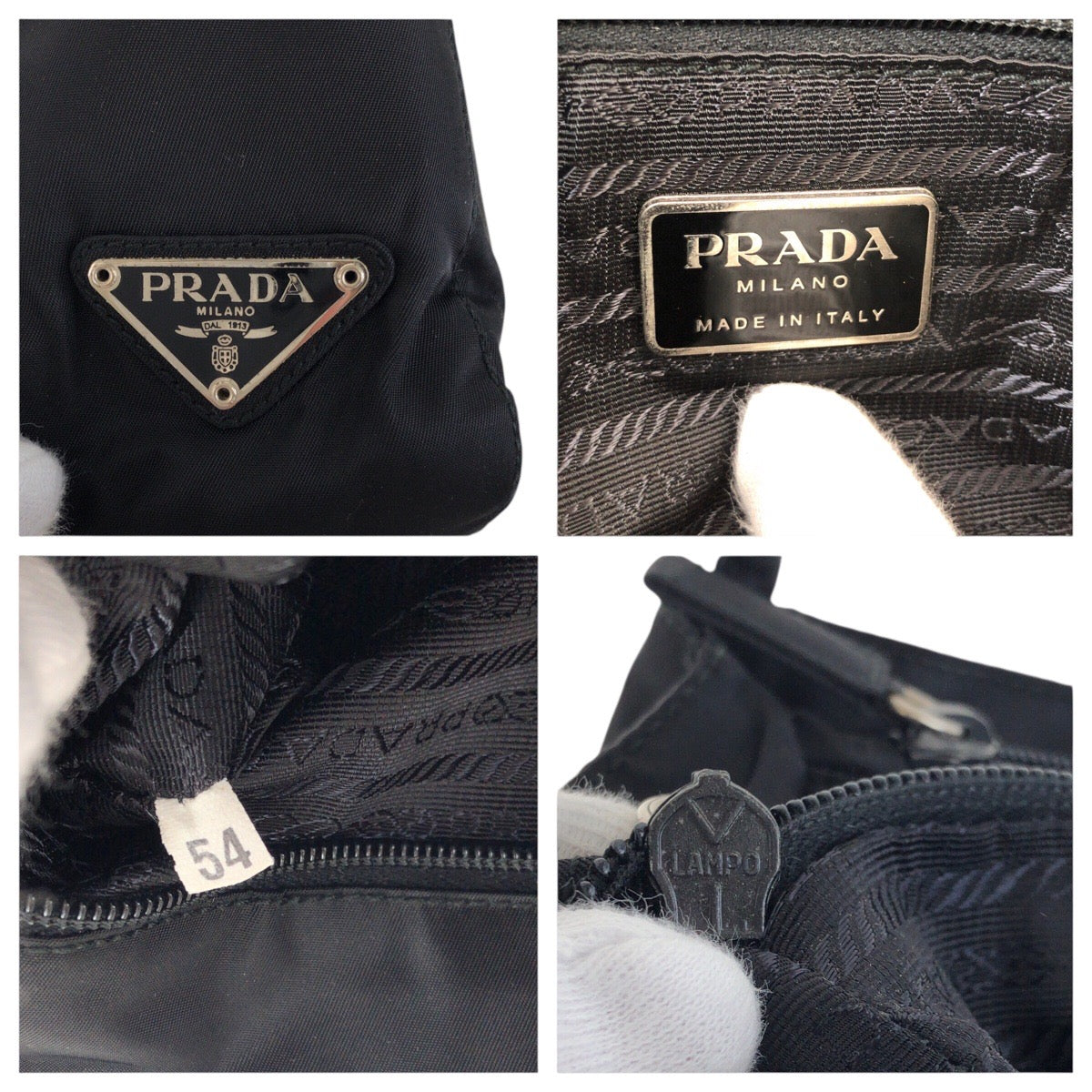 PRADA Tote Bag Nylon Black SilverMetal Tote Bag Shoulder Bag Test Triangle With logo Women - Style 6