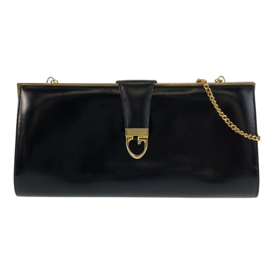 GUCCI Shoulder Bag leather Black GoldMetal ChainShoulder Bag Old Gucci Women