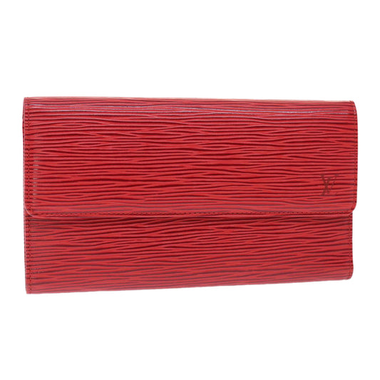 LOUIS VUITTON Epi Porte Tresor International Long Wallet Red M63387 Auth 50314