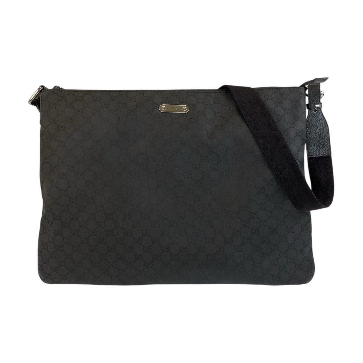 GUCCI Shoulder Bag 190628 Nylon, Leather Black SilverMetal Shoulder Bag Messenger bag GG pattern mens