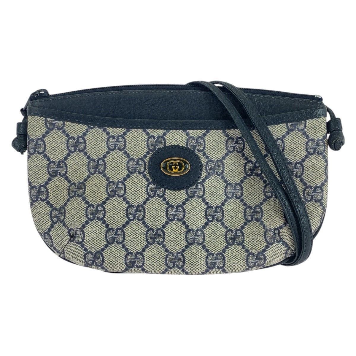 GUCCI Shoulder Bag 904 02 020 GG Supreme canvas, leather Gray navy Shoulder Bag pochette Old Gucci Women