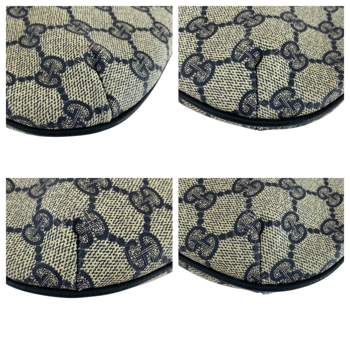 GUCCI Shoulder Bag 904 02 020 GG Supreme canvas, leather Gray navy Shoulder Bag pochette Old Gucci Women