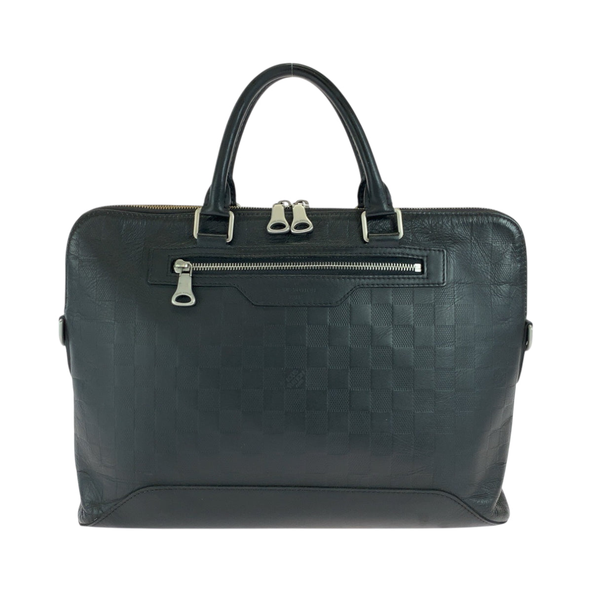LOUIS VUITTON Business bag leather Black SilverMetal Business bag handbag Damier Anfini Avenue mens