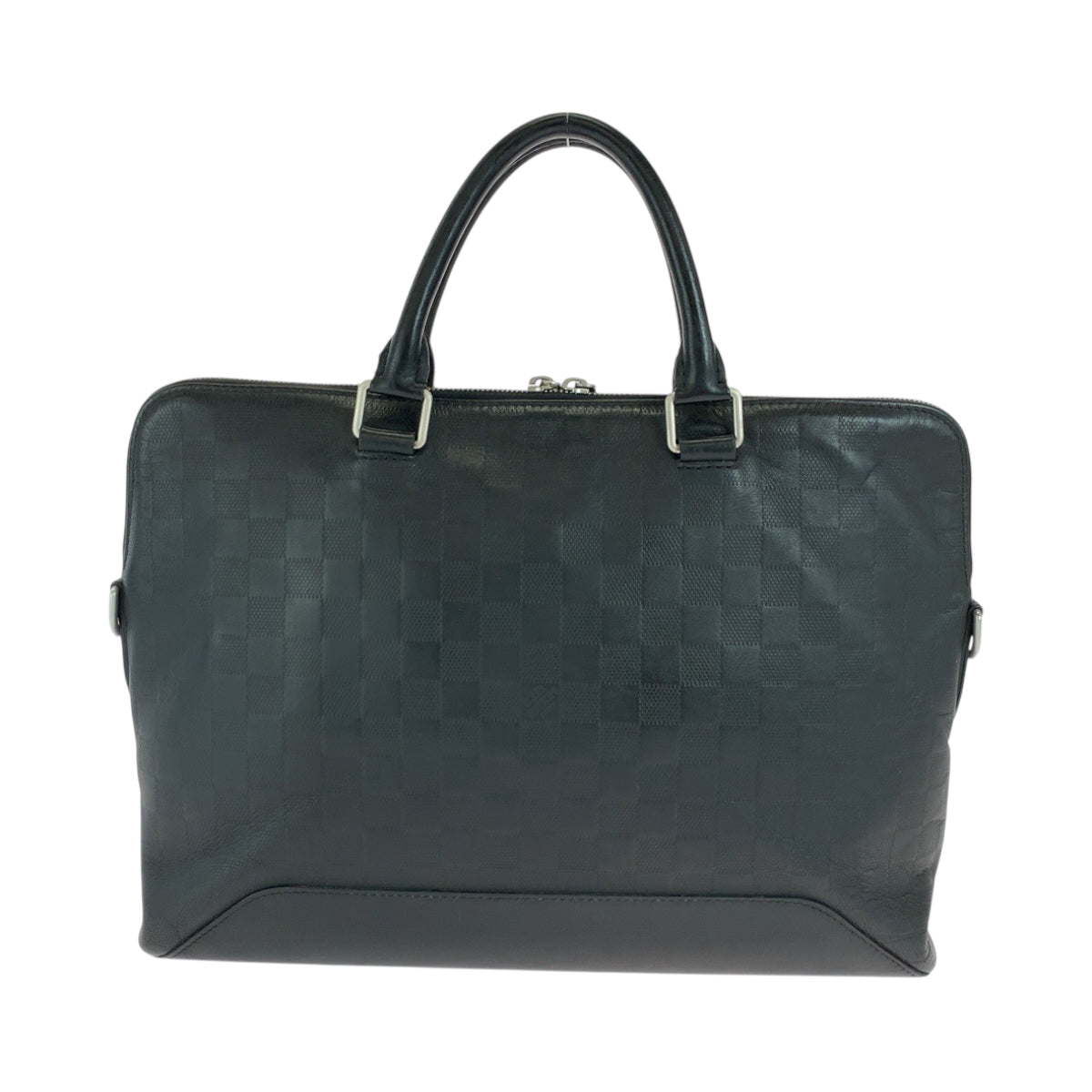 LOUIS VUITTON Business bag leather Black SilverMetal Business bag handbag Damier Anfini Avenue mens