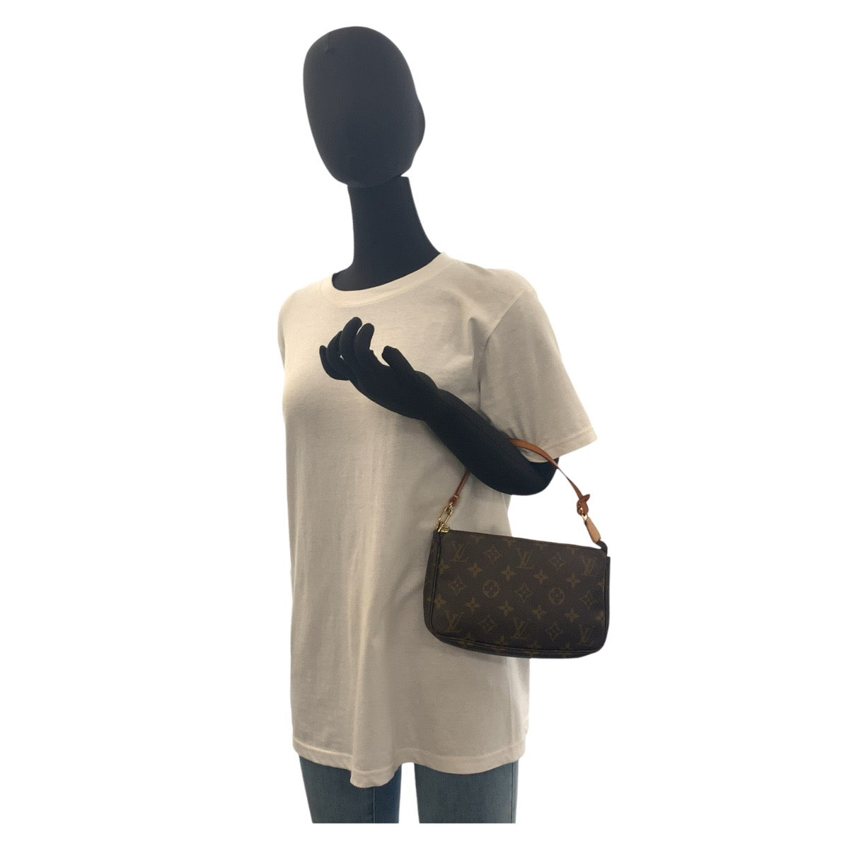 LOUIS VUITTON Handbag PVC, Leather Brown Accessory pouch Monogram Pochette Accessoires Women