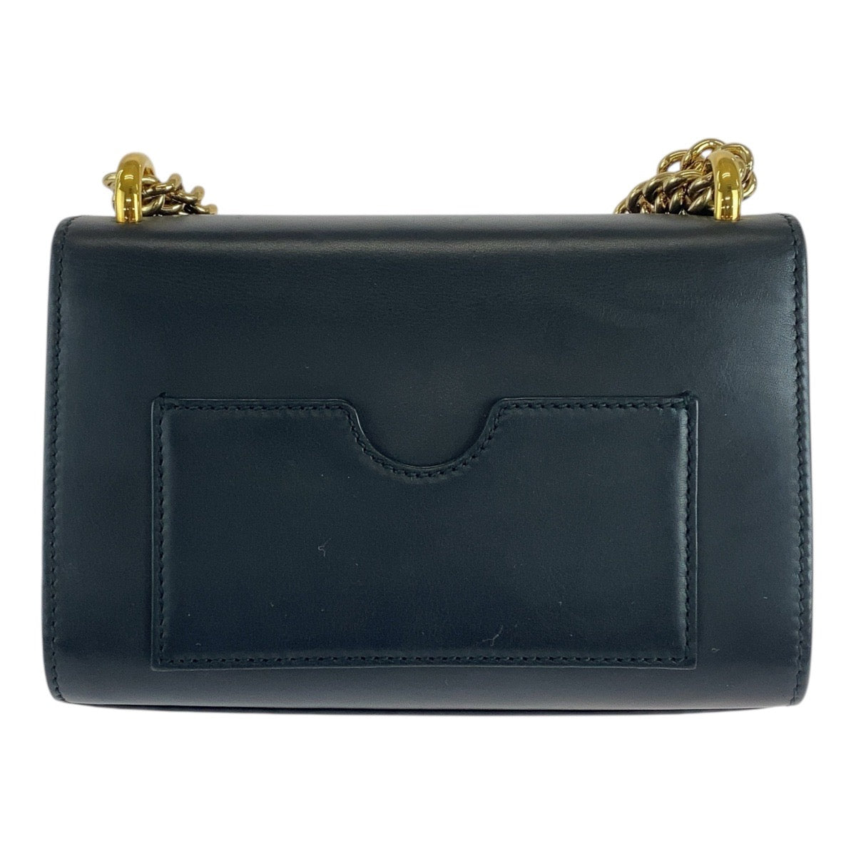 GUCCI Shoulder Bag 409487 leather Black GoldMetal ChainShoulder Bag Padlock Women