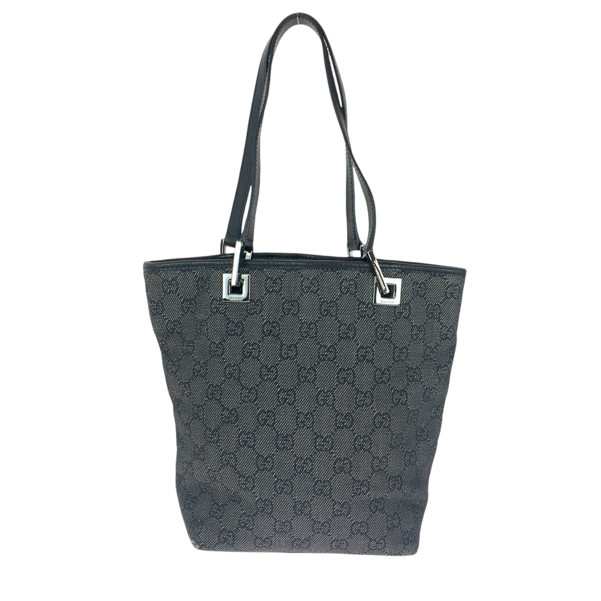 GUCCI Tote Bag 31244 GG canvas Black SilverMetal Tote Bag handbag Women