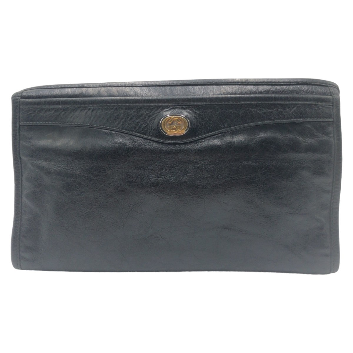 GUCCI Clutch bag leather black Clutch bag business bag Interlocking mens