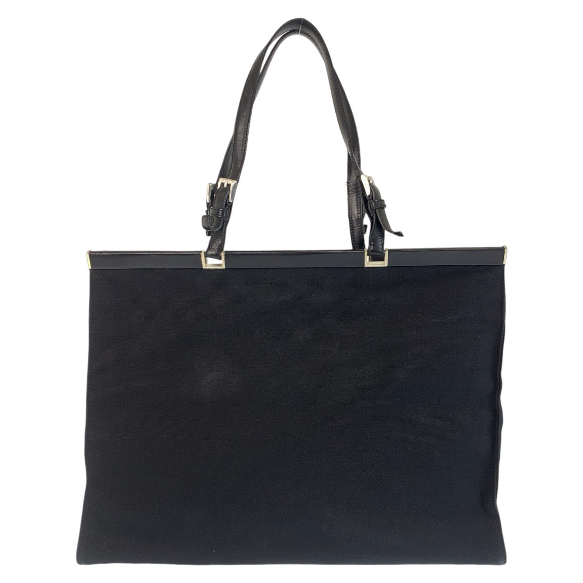 PRADA Tote Bag canvas Black SilverMetal Tote Bag Shoulder Bag Triangle With logo Women