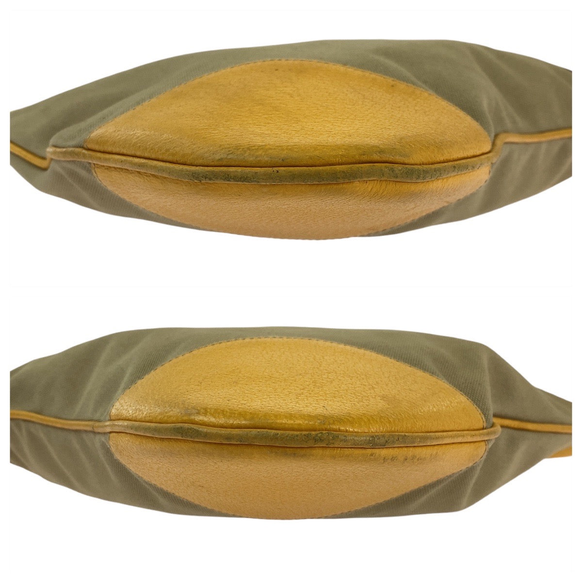 PRADA Tote Bag Canvas, Leather Beige Yellow SilverMetal Tote Bag Handbag Shoulder Bag Triangle With logo Women