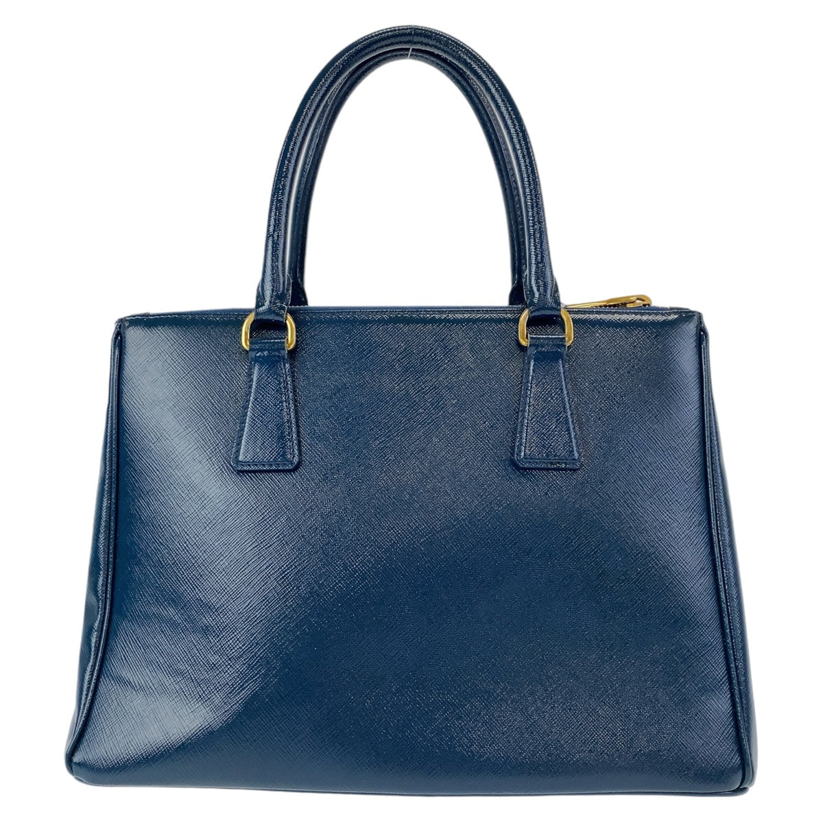 PRADA Handbag leather Blue Gold Metal 2way Handbag Crossbody Shoulder Bag Safiano Triangle With logo Women