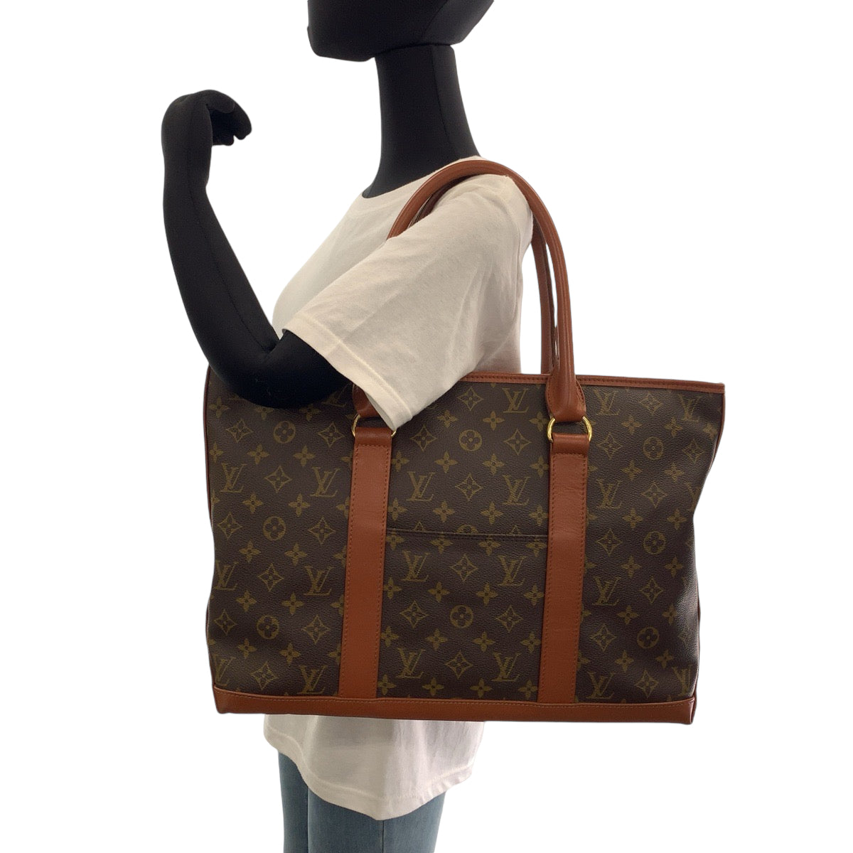 LOUIS VUITTON Tote Bag PVC Brown Gold Metal Tote Bag Shoulder Bag Monogram Weekend PM mens(Unisex)