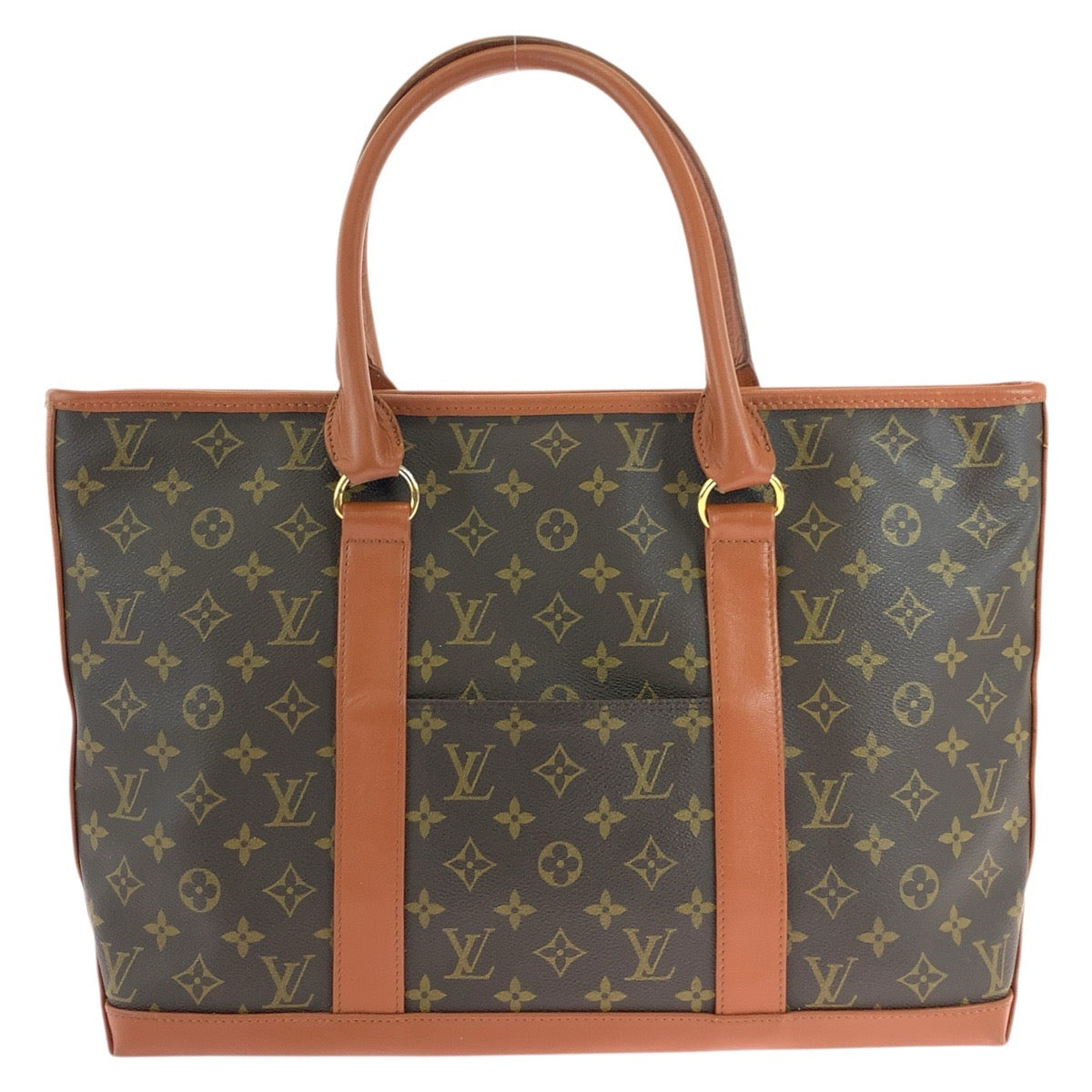 LOUIS VUITTON Tote Bag PVC, Leather Brown Gold Metal Tote Bag Shoulder Bag Monogram suck weekend Women