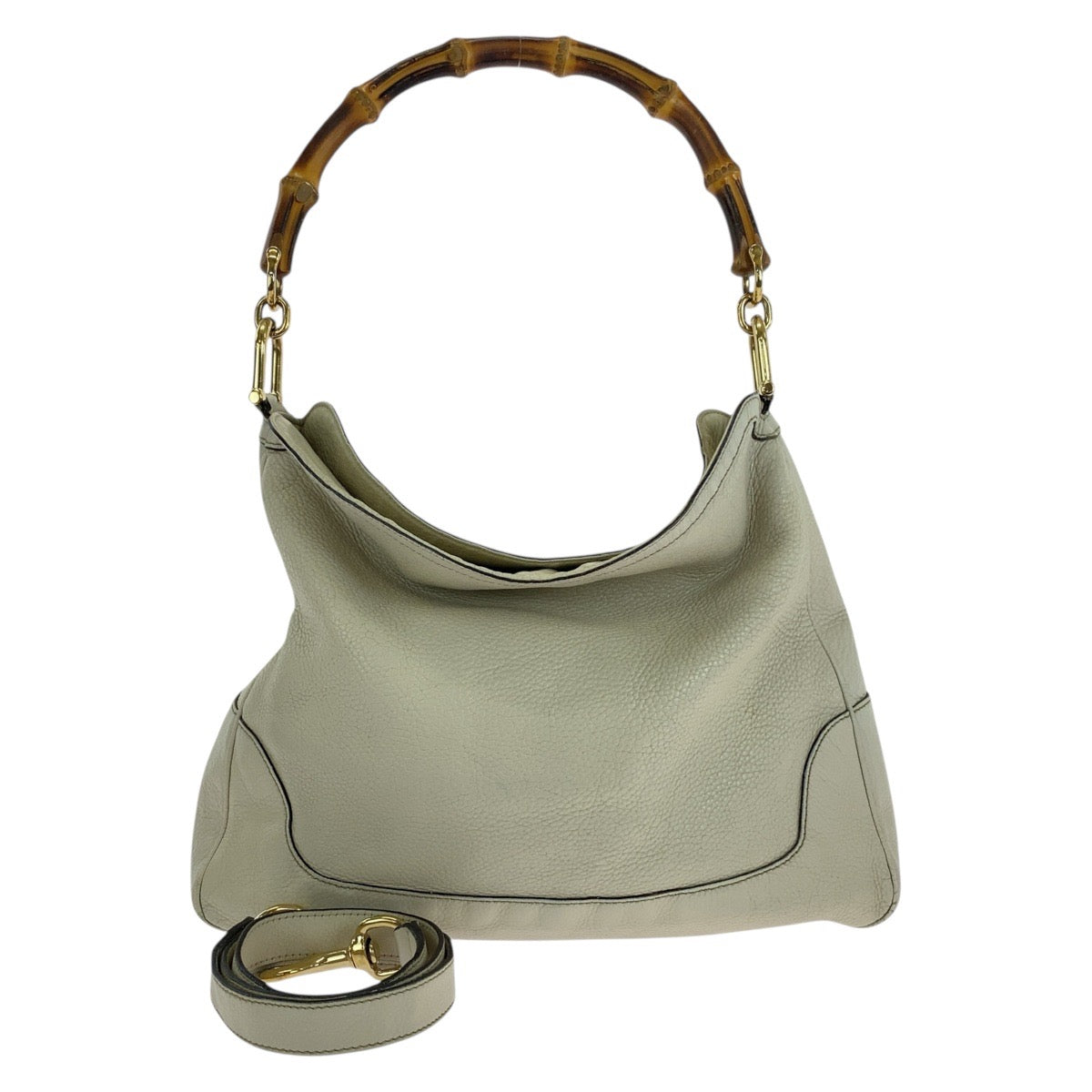 GUCCI Shoulder Bag 282315 leather Ivory Gold Metal Shoulder Bag Handbag Bamboo Women