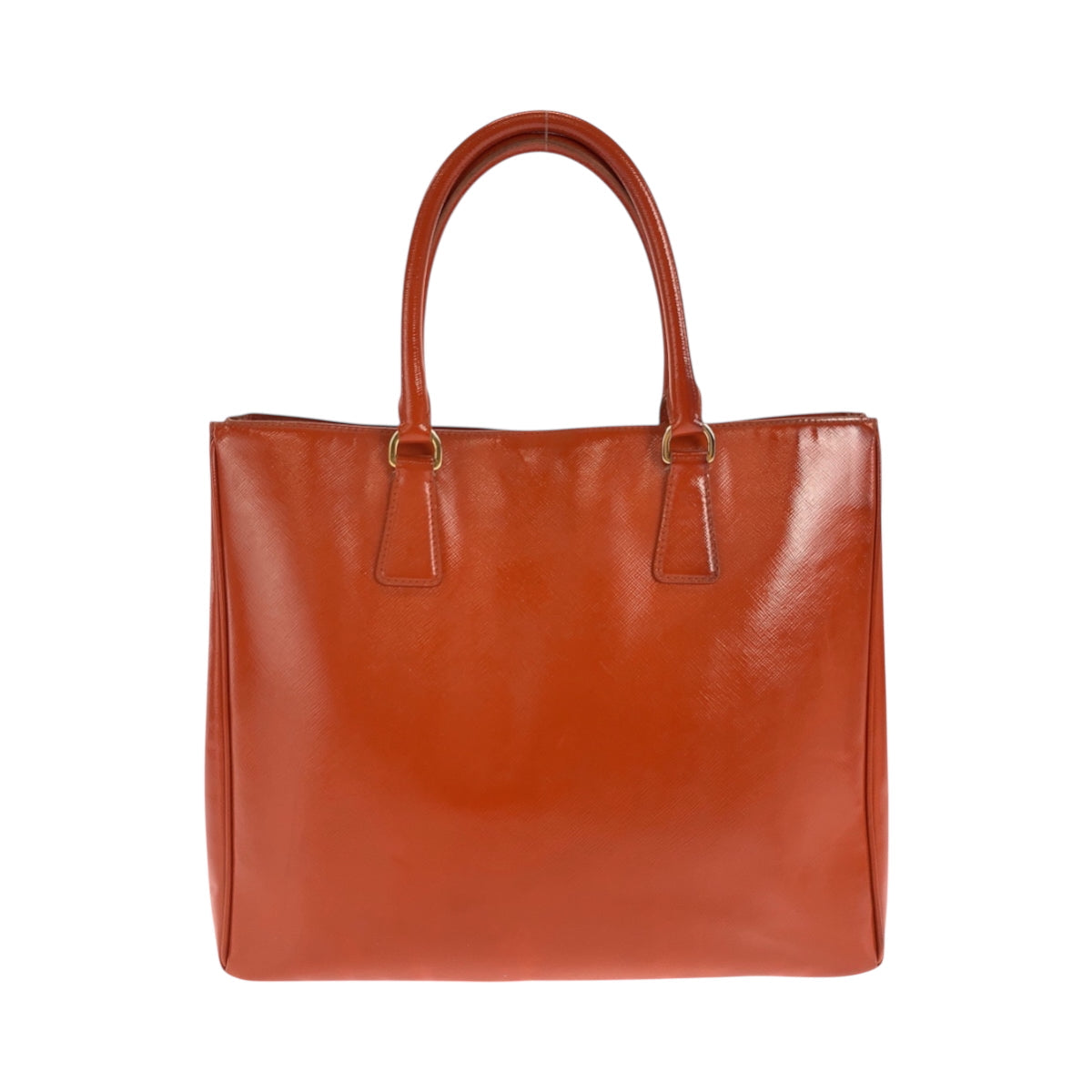 PRADA Shoulder Bag Patent leather Orange GoldMetal Shoulder Bag Handbag 2way Safiano Galleria Women