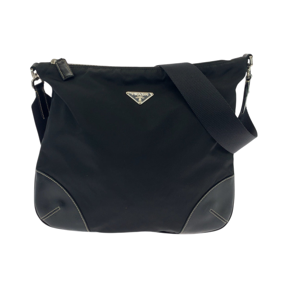 PRADA Shoulder Bag 7 Nylon Black SilverMetal Shoulder Bag pochette Test Triangle With logo Women