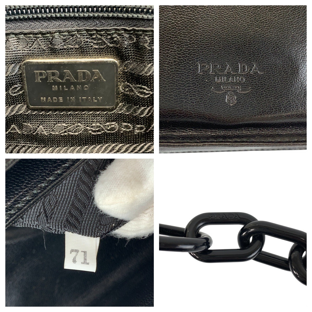 PRADA Shoulder Bag Leather, Plastic black Plastic Chain Shoulder Bag Logo embossed Women