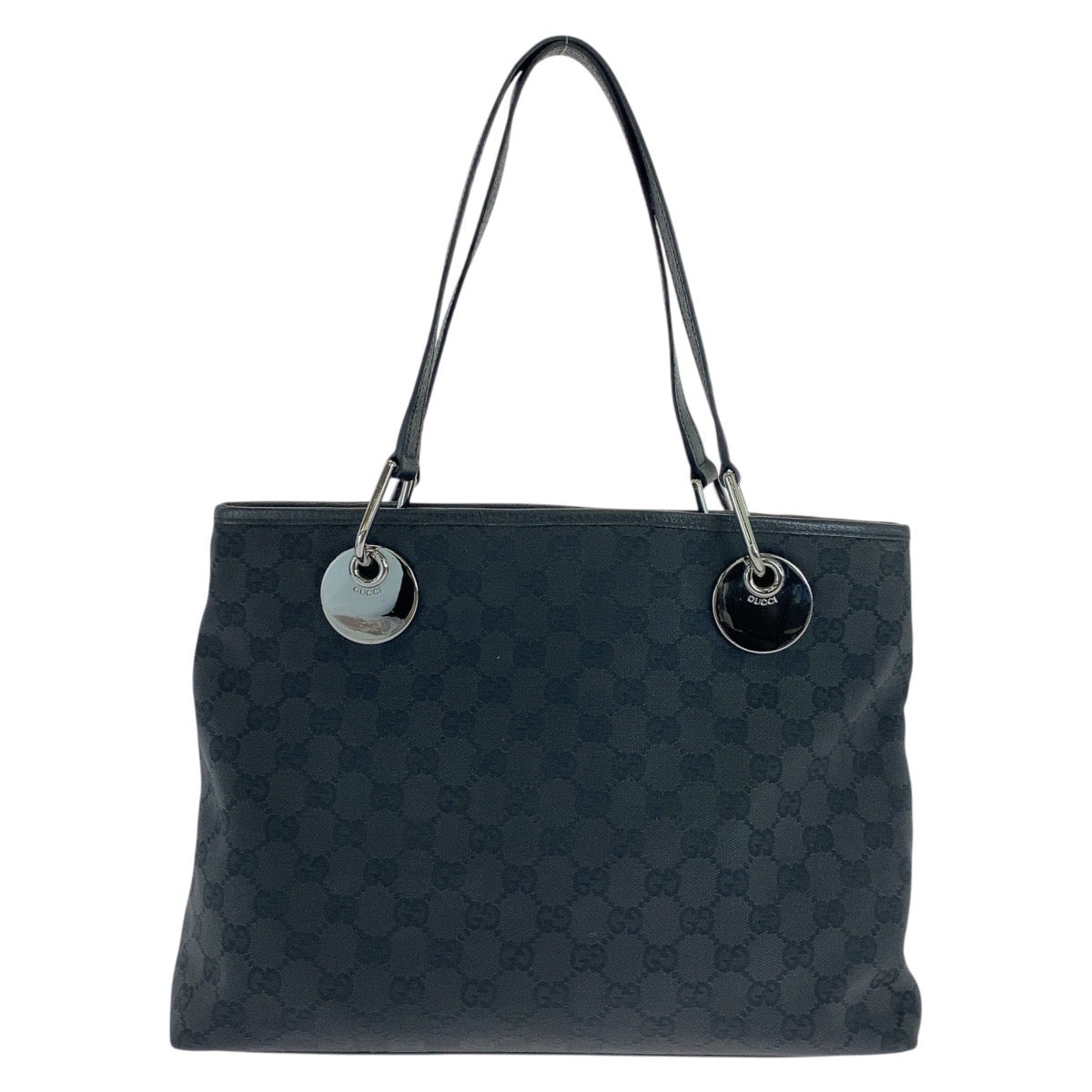 GUCCI Tote Bag 120837 GG canvas, leather Black SilverMetal Tote Bag Shoulder Bag Women