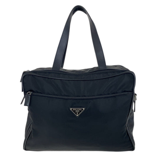 PRADA Business bag Nylon, Leather black Business bag briefcase Testo Saffiano Triangle With logo mens