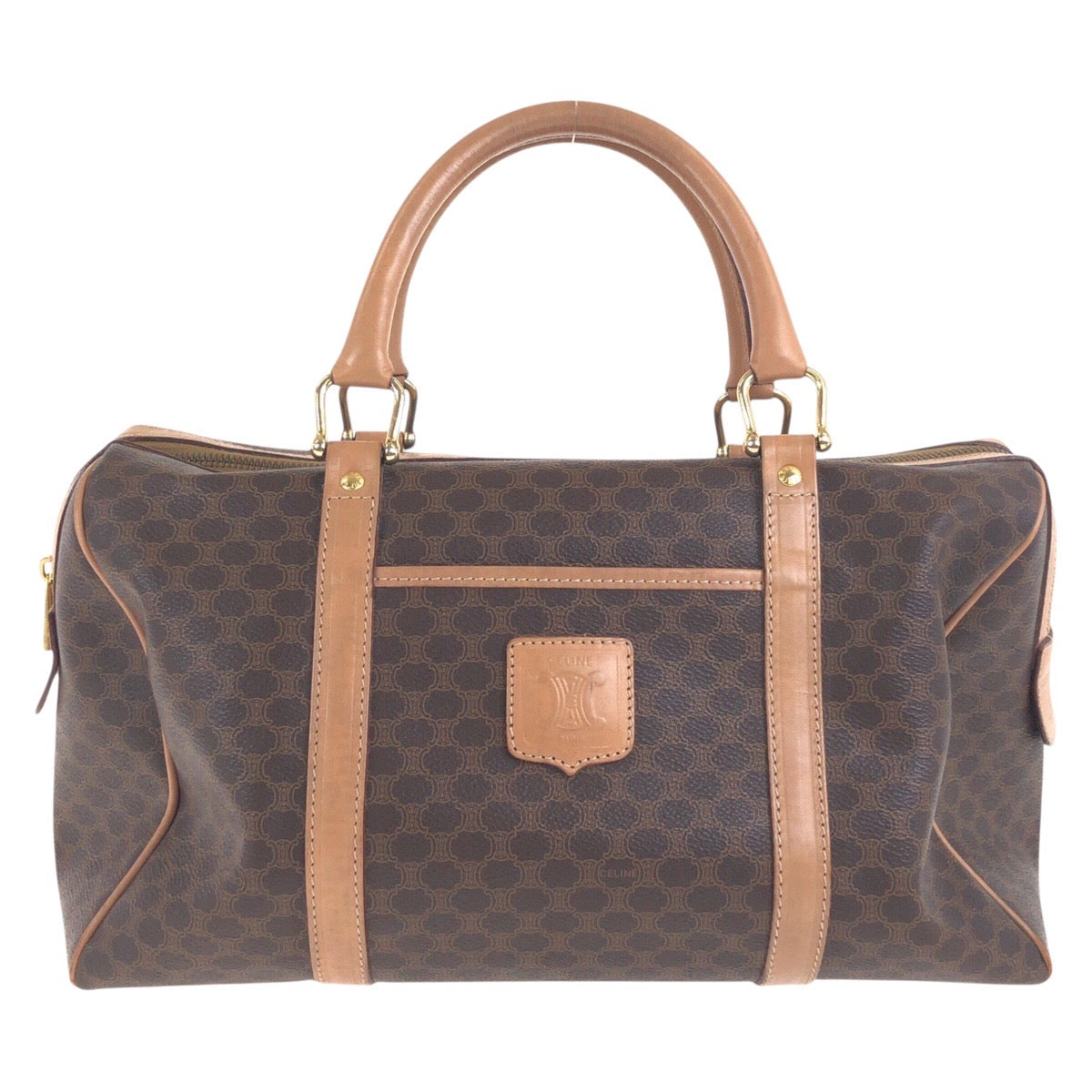 CELINE Handbag M14 PVC Brown Handbag Boston Duffel bag Macadam Women