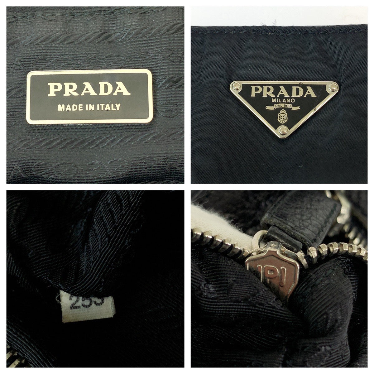 Prada Tessuto Vitello Daino Nylon Leather Shoulder Bag